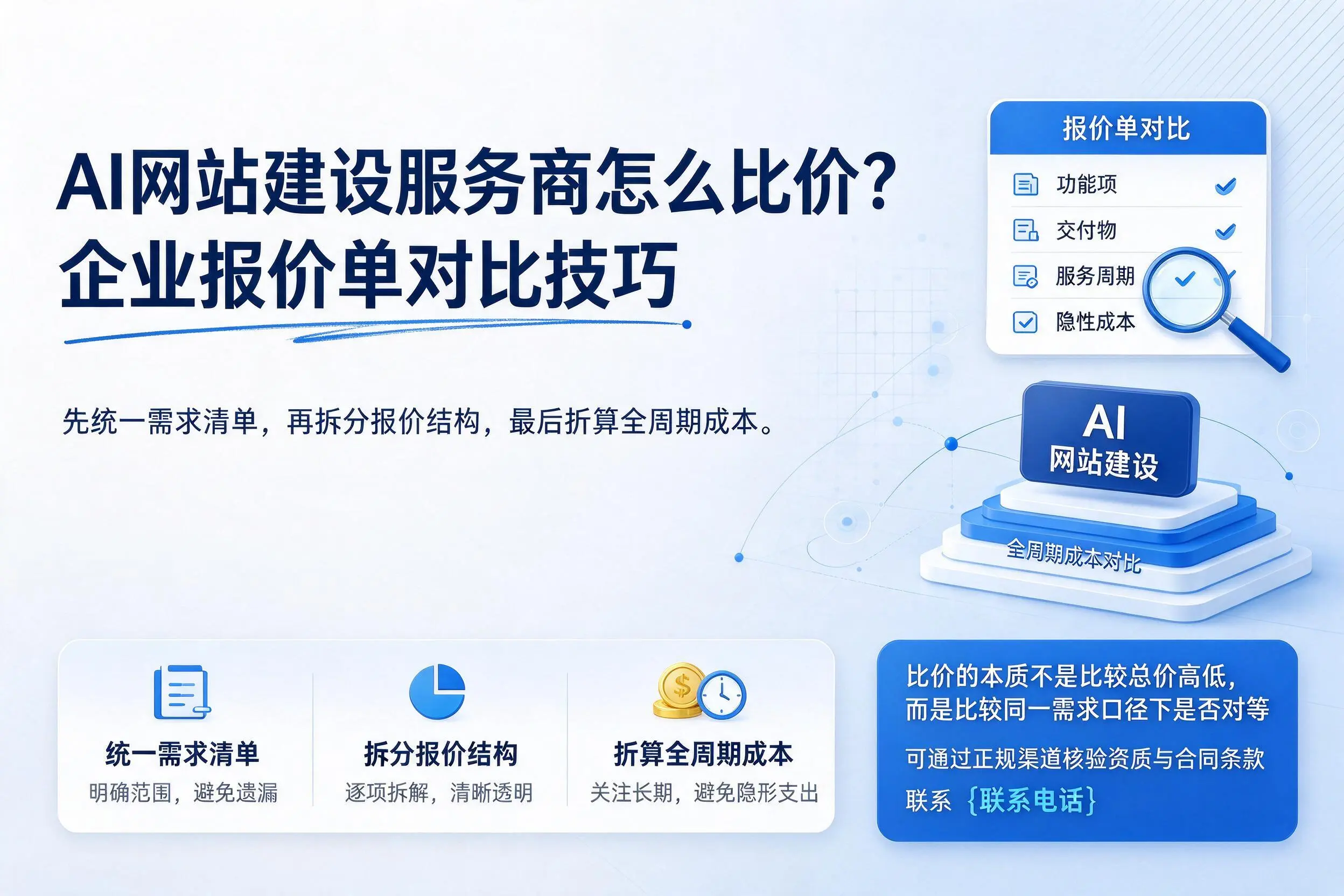 AI网站建设服务商怎么比价？长春企业报价单对比技巧
