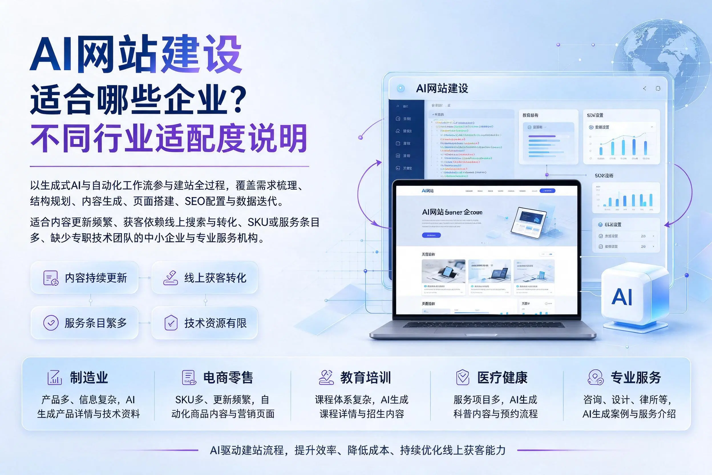 AI网站建设适合哪些企业?长春不同行业适配度说明